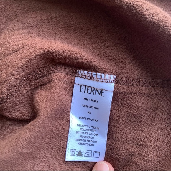 NWT Eterne Jolene Cotton Button Down Up Long Sleeve Shirt Top Brown Chocolate - Picture 8 of 9